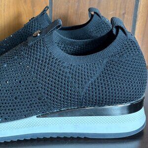 Carvela Janerio 2 Crystal Imbellished Black Knit Trainers Sz 41/10.5 - EUC
